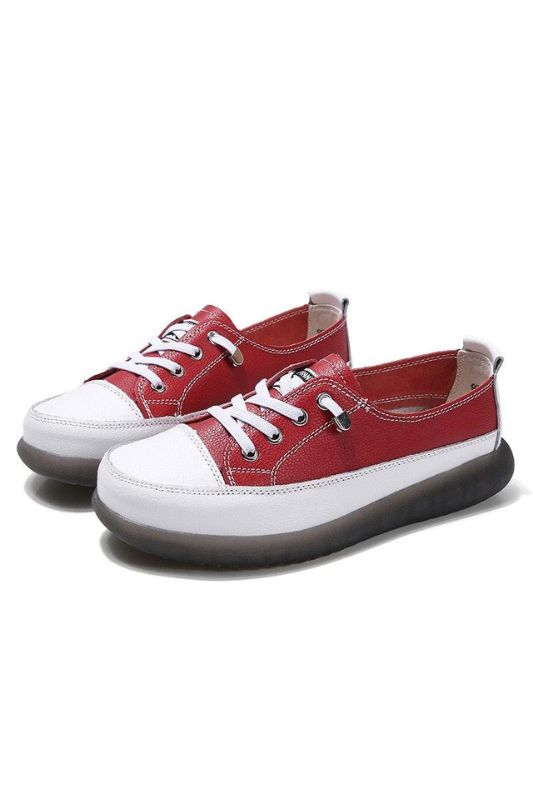 Tênis Feminino Vermelho Couro Modelo Casual