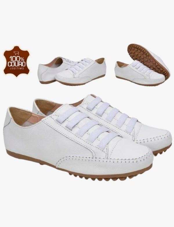 Tênis Feminino Mocassim COURO LEGÍTIMO Branco