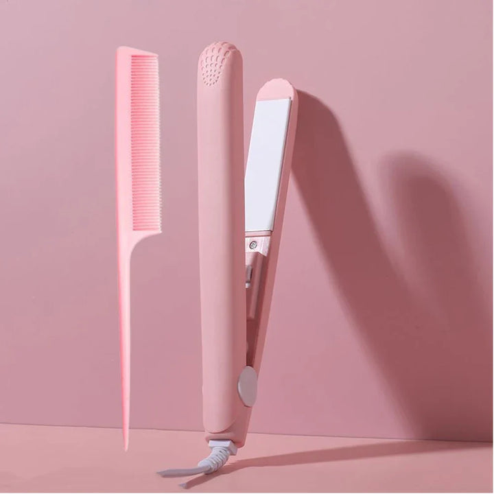 Mini Alisador Cerâmico Portátil Rosa: Cabelos Lisos e Brilhantes em Instantes