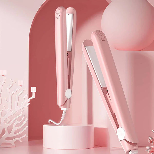 Mini Alisador Cerâmico Portátil Rosa: Cabelos Lisos e Brilhantes em Instantes