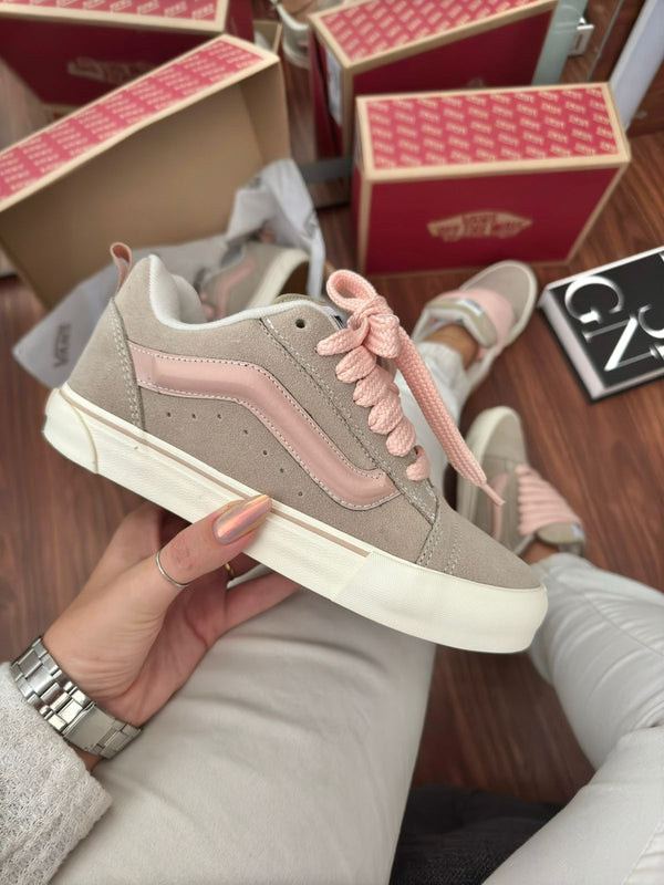 Tênis Vans Feminino em Couro Legítimo Listra Rosa