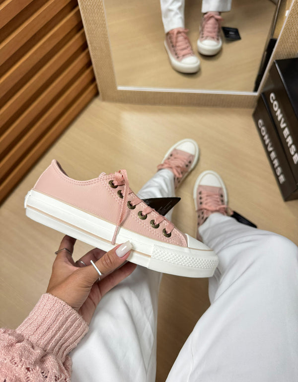 Tênis All Star Arco Íris em Couro Premium Rosa