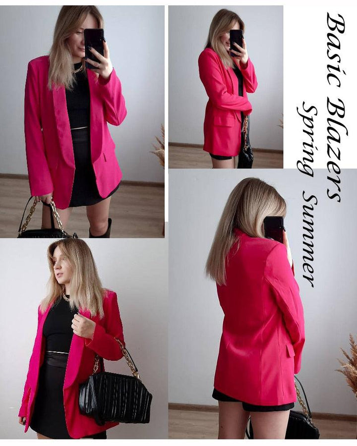 Blazer Alfaiataria Amanda Feminino em Crepe em Lapela Alongado - Mariom Fashion