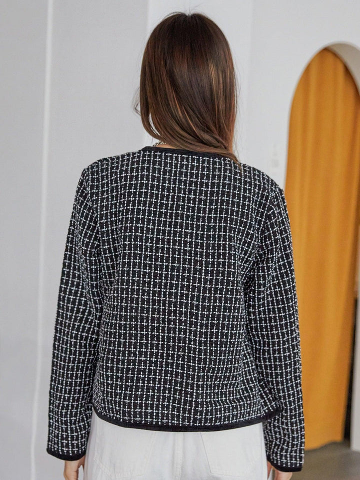 Blazer Feminino Dasy Frente Aberta Tweed - Mariom Fashion