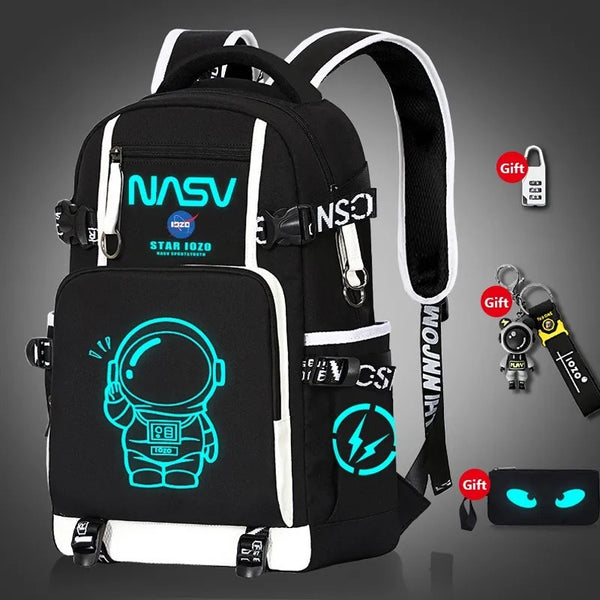 Mochila Escolar Astronauta Brilha no Escuro + BRINDE