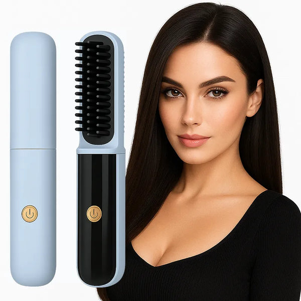 Escova Alisadora de Cabelo 5 em 1 Sem Fio Permaglam: Alisamento Perfeito em Minutos