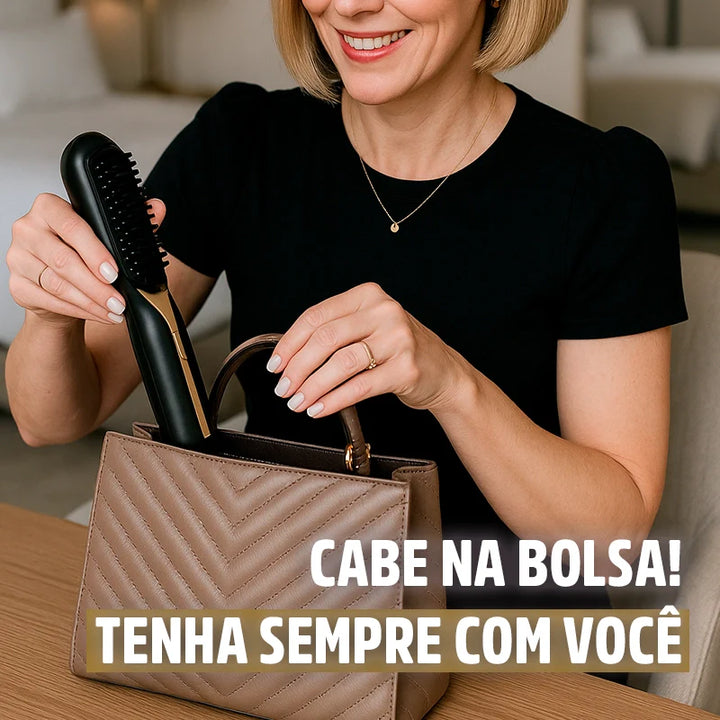 Escova Alisadora de Cabelo Portátil PureGlam 5-em-1 Sem Fio: Alisamento Rápido e Perfeito