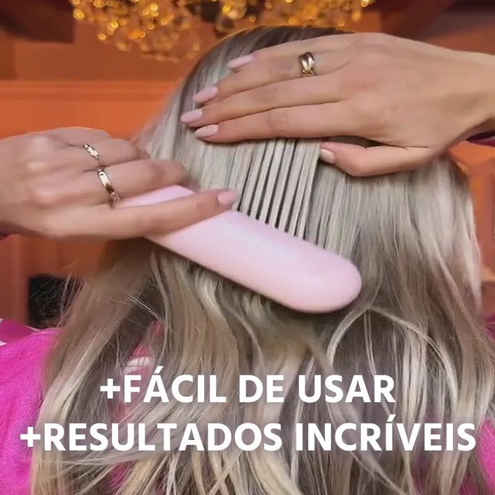 Escova Alisadora de Cabelo Portátil PureGlam 5-em-1 Sem Fio: Alisamento Rápido e Perfeito