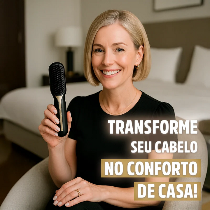 Escova Alisadora de Cabelo Portátil PureGlam 5-em-1 Sem Fio: Alisamento Rápido e Perfeito