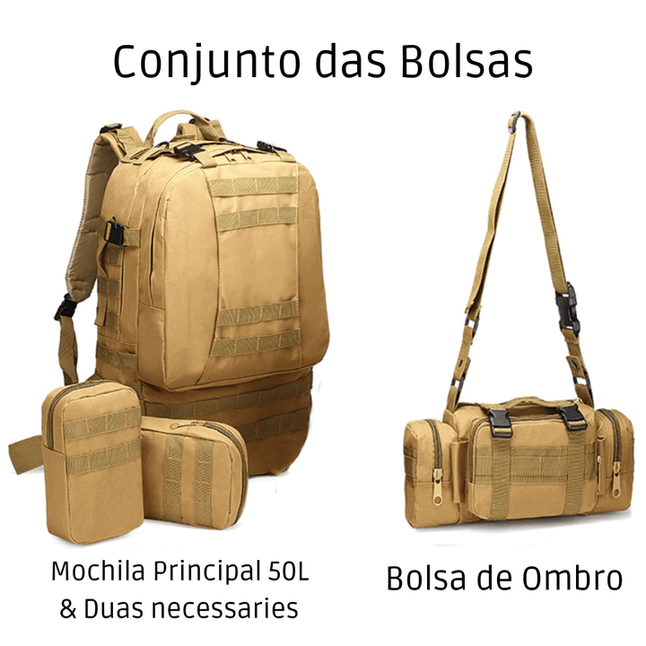 Kit 4 Mochilas Táticas 50L Militar - Mariom Fashion