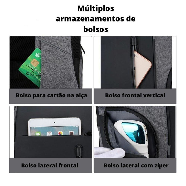 Mochila À Prova d'Água para Notebook com Porta USB - Mariom Fashion