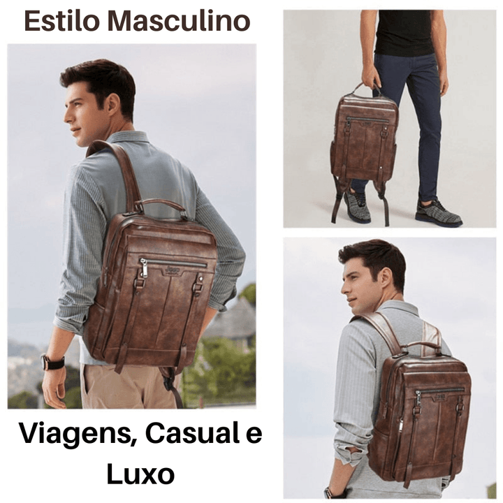 Mochila de Couro Masculina para Dia-a-Dia - Mariom Fashion