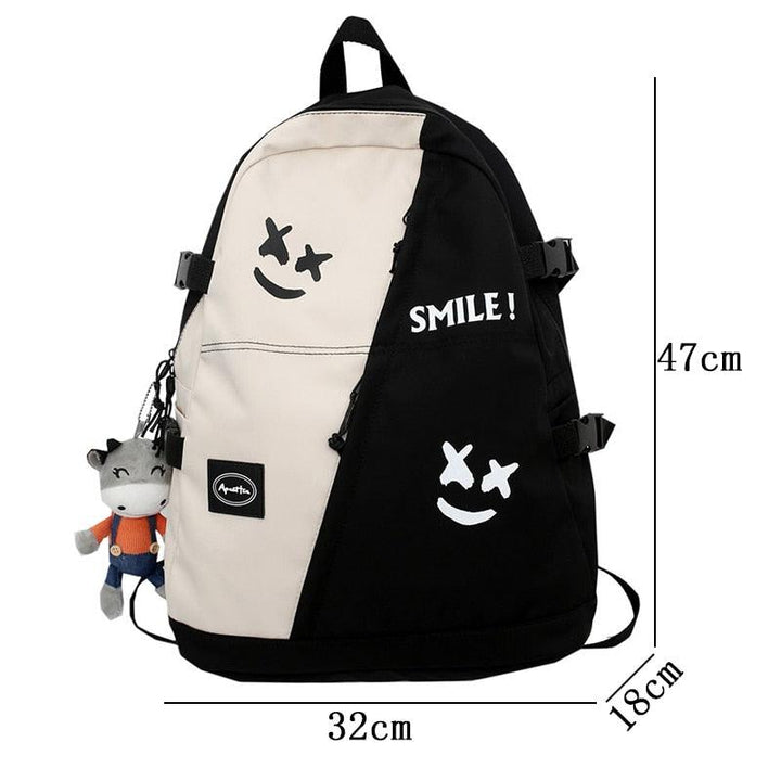 Mochila Escolar Grande Smile + Pingente de Vaquinha - Mariom Fashion