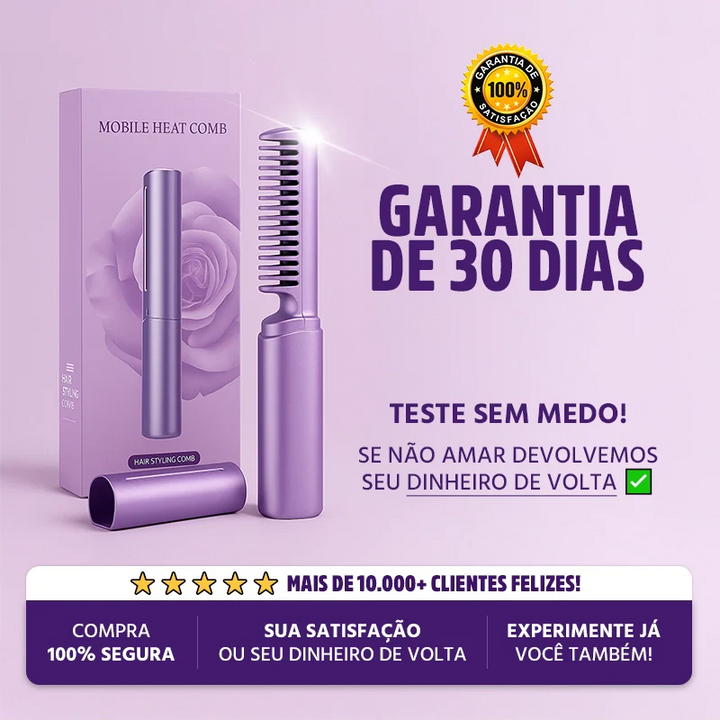 Pente Alisador de Cabelo 5 em 1 Sem Fio InfiniteGlam: Alisamento, Ondulação, Volume, Brilho