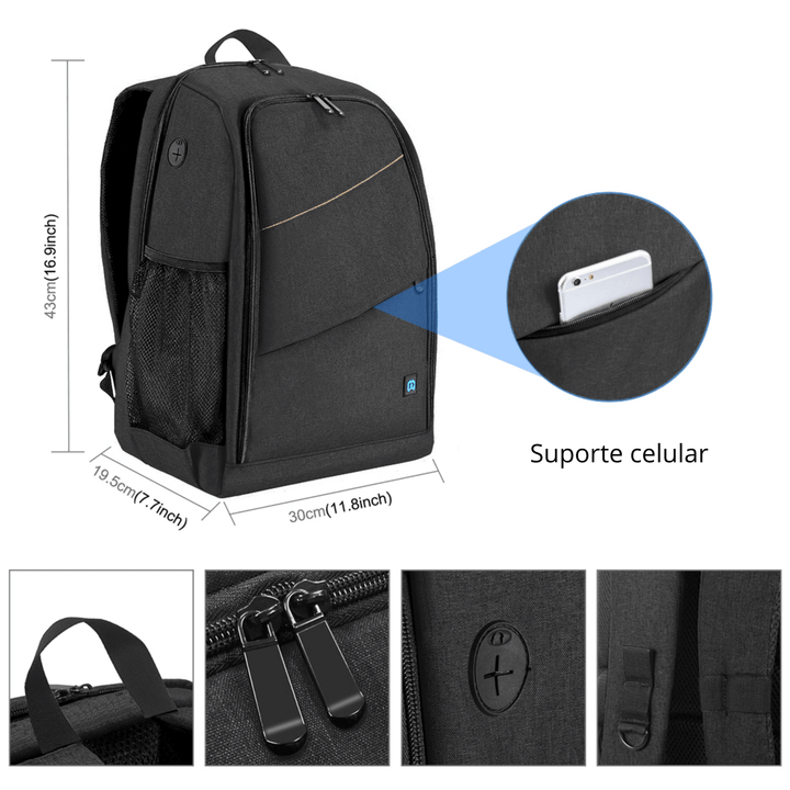 PhotoBag Mochila para Fotógrafo Repartições Customizáveis - Mariom Fashion